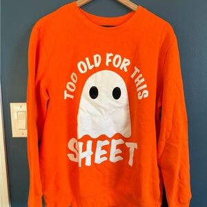 Halloween Orange Hoodie with Ghost Graphic